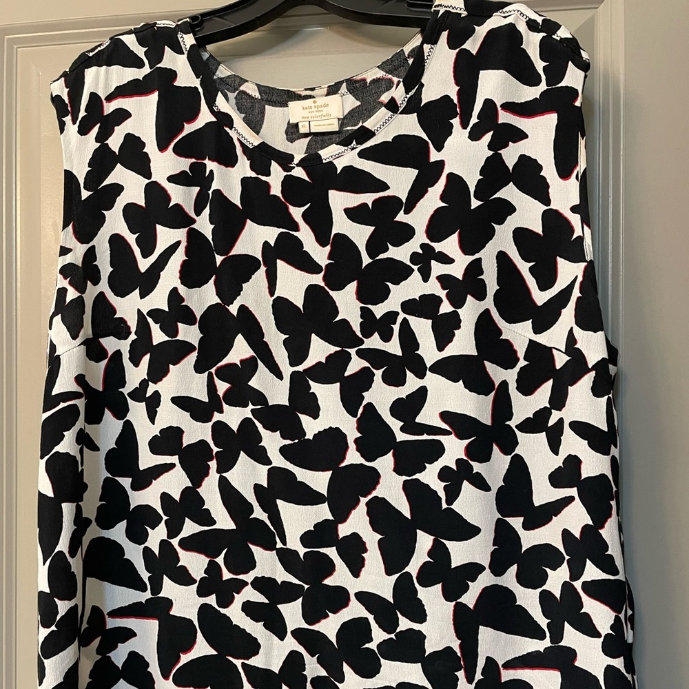 Kate Spade tank, XL, butterflies with red outlines & buttons on the shoulders.